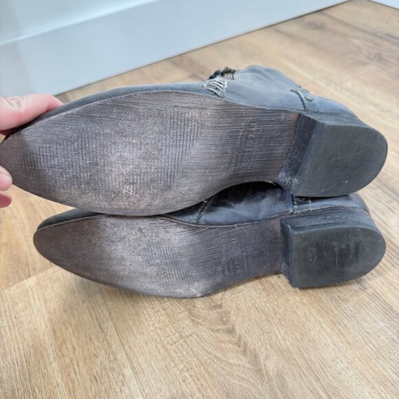 Bed Stu Dark Leather Ankle Booties Studded Distressed Zipper Detail Flat 6.5 - Picture 11 of 12